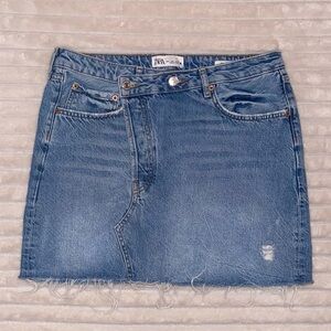 Zara Crossed Jean Mini Skirt